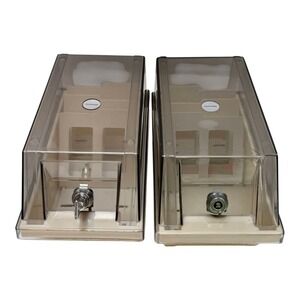 Vintage Perfect Micro Floppy Disk Storage Case‎ Lot Beige Smoke Lockable 3.5in
